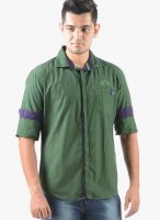 Vintage Green Slim Fit Casual Shirt