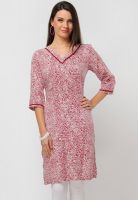 W Red Printed Kurtis