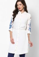 W White Solid Viscose Blend Kurta