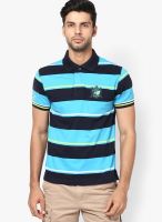 Wilkins & Tuscany Aqua Blue Striped Polo T-Shirts