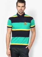 Wilkins & Tuscany Navy Blue Striped Polo T-Shirts