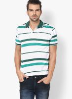 Wilkins & Tuscany White Striped Polo T-Shirts