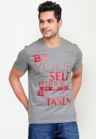 Yepme Grey Printed Round Neck T-Shirts