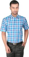 Zido Men's Checkered Formal Blue Shirt