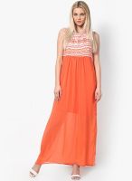 AND Orange Colored Printed Maxi Dress