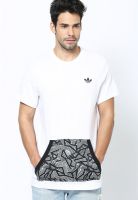 Adidas Originals White Printed Round Neck T-Shirts