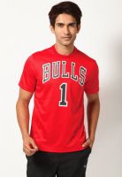 Adidas Derrick Rose Bulls Smr Rn Poly Gmt Red Round Neck T-Shirt
