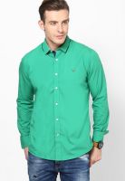 Allen Solly Green Solid Custom- Regular Fit Casual Shirt