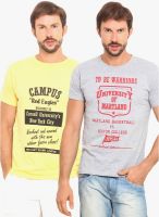 Americania Pack Of 2 Multicoloured Printed Round Neck T-Shirt