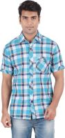 Anytime Men's Checkered Casual Blue Shirt