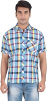 Anytime Men's Checkered Casual Blue Shirt