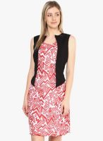 Athena Red Colored Printed Shift Dress