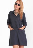 Belle Fille Grey Colored Solid Shift Dress