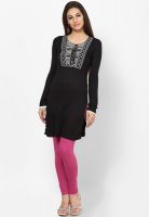 Biba Cotton Blend Black Kurta