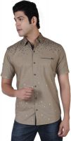 Carbone Men's Printed Casual Beige Shirt