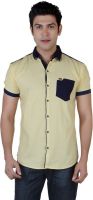 Carbone Men's Solid Casual Beige Shirt
