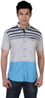 Carbone Men's Striped Casual Light Blue Shirt