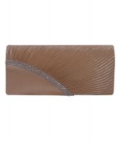 Cherry Kart Zipper Beige Three Compartment Clutch
