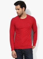 Cloak & Decker by Monte Carlo Red Solid Round Neck T-Shirt