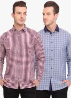 Ennoble Pack Of 2 Multicoloured Checked Slim Fit Casual Shirt