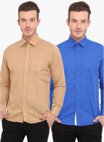 Ennoble Pack Of 2 Multicoloured Solid Slim Fit Casual Shirt