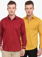 Ennoble Pack Of 2 Multicoloured Solid Slim Fit Casual Shirt