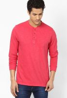 FREECULTR Pink Solid Henley T-Shirt