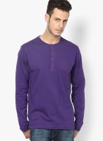 FREECULTR Purple Solid Henley T-Shirt