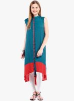 Folklore Aqua Blue Solid Kurta