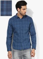 Forca By Lifestyle Navy Blue Slim Fit Casual Shirt