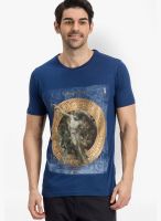 Fritzberg Blue Printed Round Neck T-Shirts