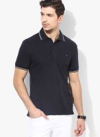Gas Navy Blue Solid Polo T-Shirts