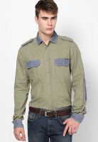 Gas Olive Slim Fit Casual Shirt