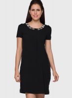 Globus Black Colored Solid Shift Dress