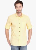 Highlander Yellow Solid Slim Fit Casual Shirt