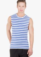 Hypernation Blue Striped Round Neck T-Shirts