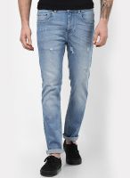 Incult Slim Jeans In Light Wash With Rips
