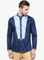 Invern by Monteil Blue Solid Slim Fit Casual Shirt