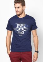 Kappa Navy Blue Regular Fit Crew Neck T Shirt