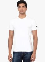 La Seven White Solid Round Neck T-Shirt