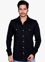 Lucfashion Black Solid Regular Fit Casual Shirt