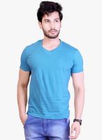 Lucfashion Blue Solid V Neck T-Shirt