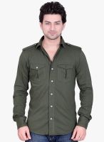 Lucfashion Green Solid Regular Fit Casual Shirt