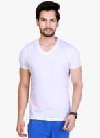 Lucfashion Pack Of 2 White Solid V Neck T-Shirt