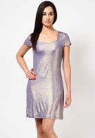 Magnetic Designs Purple Colored Solid Shift Dress