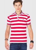 Mufti Red Striped Polo T-Shirts