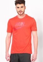 Nike Orange Solid Round Neck T-Shirts
