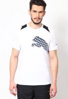 Puma White Solid Round Neck T-Shirts