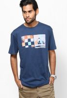 Quiksilver Navy Blue Washed Round Neck T-Shirts