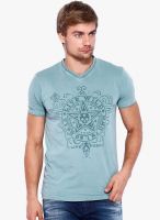 Rookies Blue Printed Round Neck T-Shirt